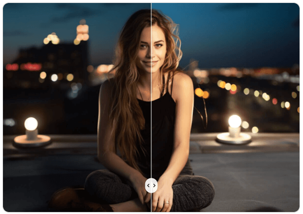 Brighten Up your Nighttime Photograph with the YouCam Online Editor AI Picture Brightener.