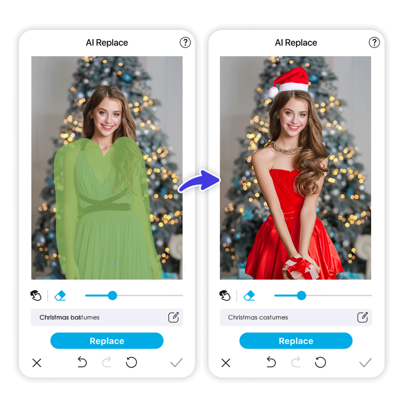 Utilizza “AI Replace” per Trasformare il Tuo Abbigliamento in Vestiti di Natale
