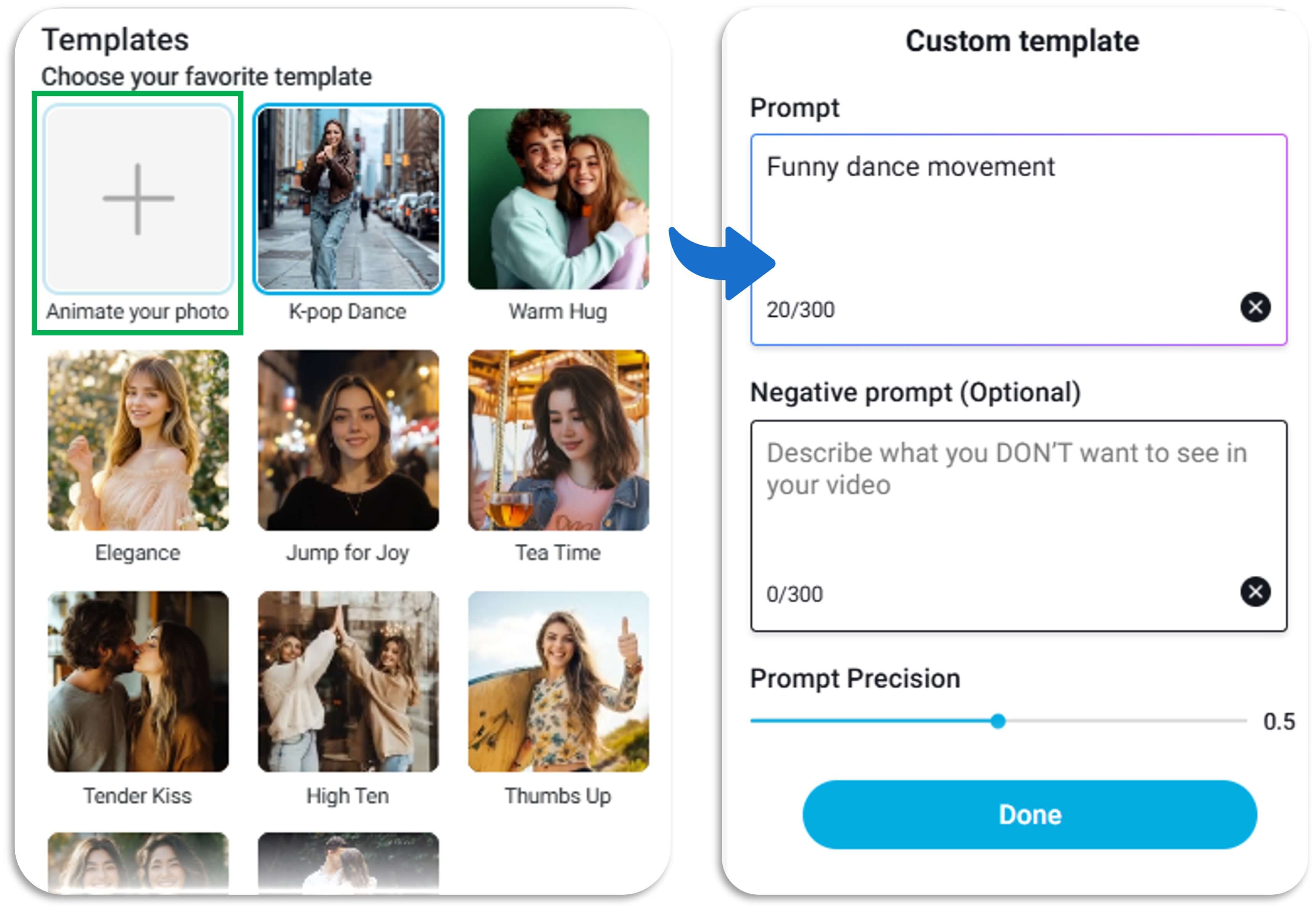 Add text prompt for your AI dance videos