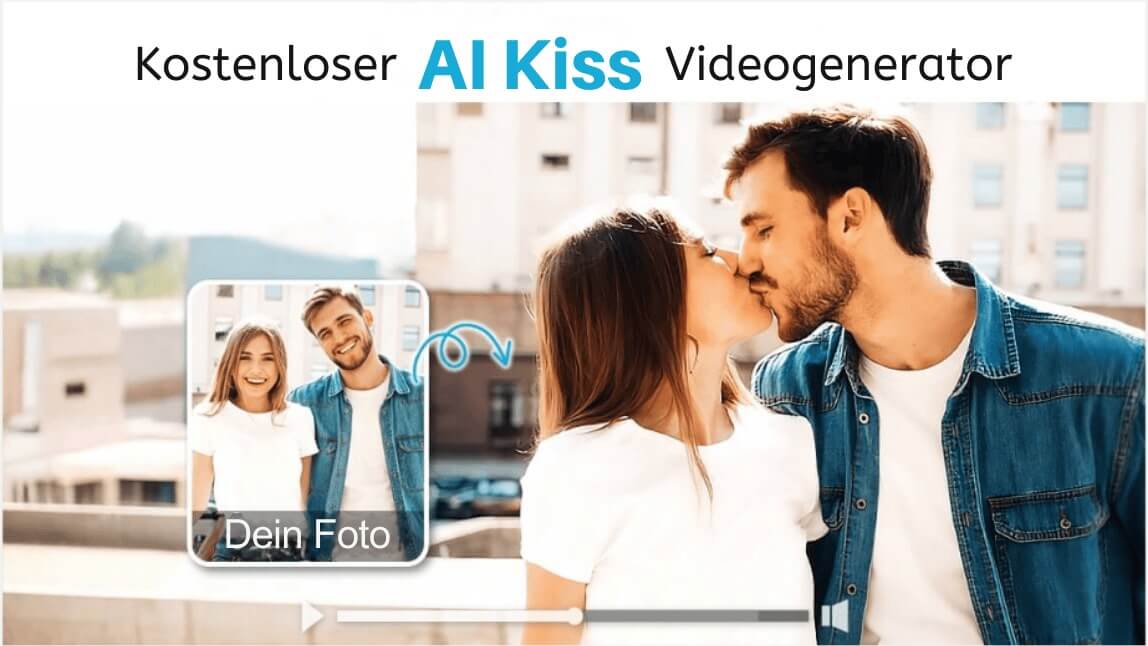 Beispiel für ein KI-generiertes Kussvideo aus einem Foto mit dem AI Kiss Generator