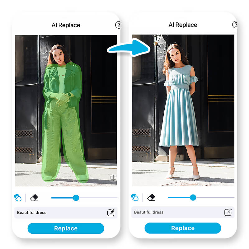 Changer de vêtement sur photo en ligne via IA YouCam Online Editor