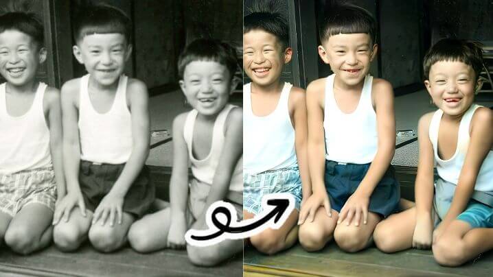 昔の白黒写真をカラー化＆高画質化