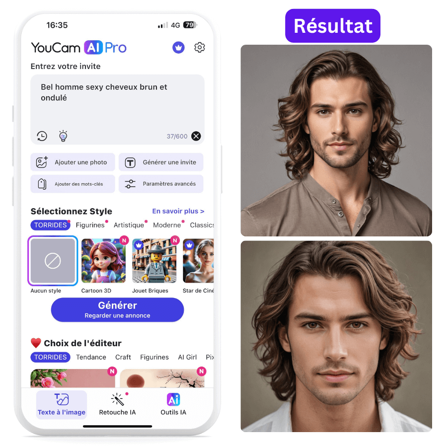 YouCam AI Pro : générateur AI boyfriend (petit ami IA virtuel)