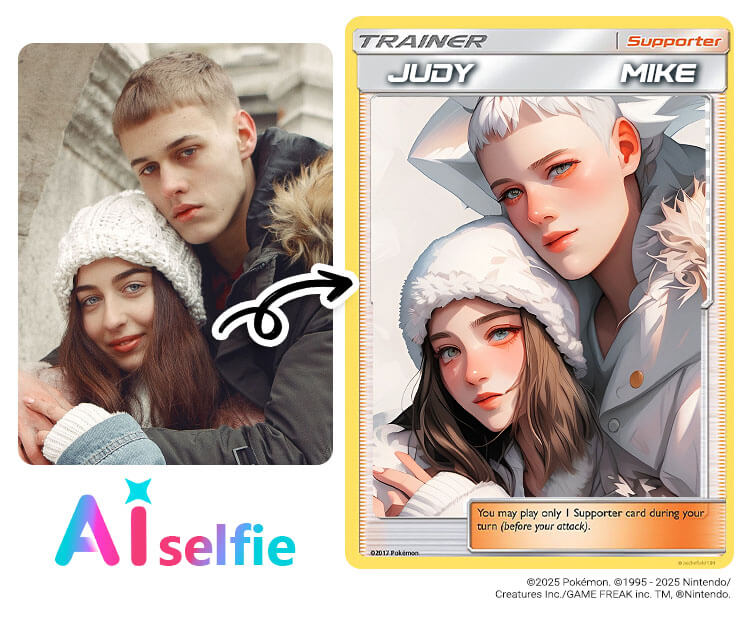 Préparez-vous pour la Saint-Valentin en transformant vos selfies de couple en cartes de dresseur Pokémon.