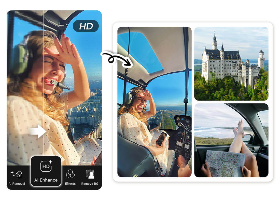 Utilisez l'outil AI Enhance pour améliorer votre collage avant impression