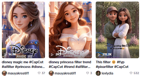 Tendance Tiktok filtre Disney