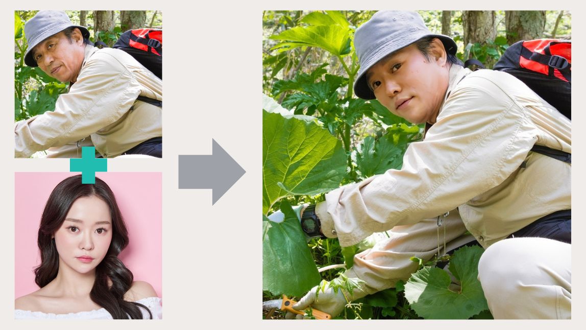 男女の顔で合成