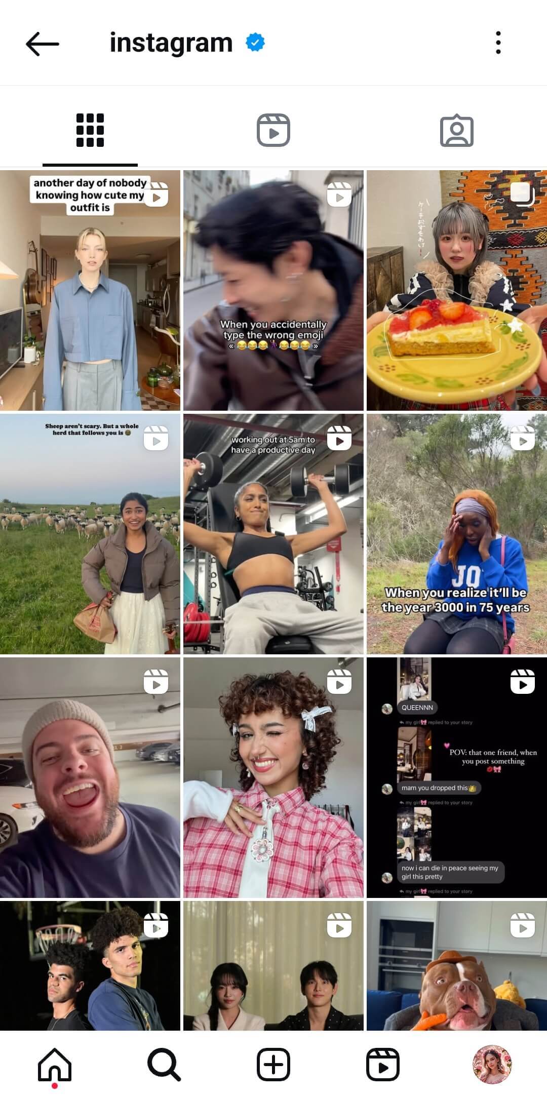 Voici la nouvelle disposition de la grille Instagram affichant des aperçus rectangulaires au lieu de carrés