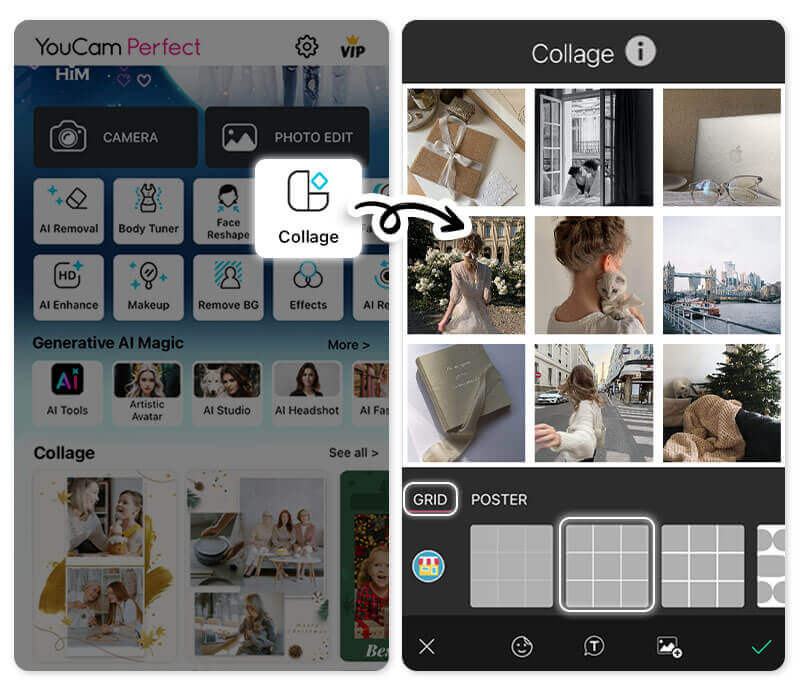 Utilisez la meilleure application de planification de grille YouCam Perfect