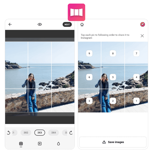 utilisez l'application PanoCut pour planifier votre grille Instagram