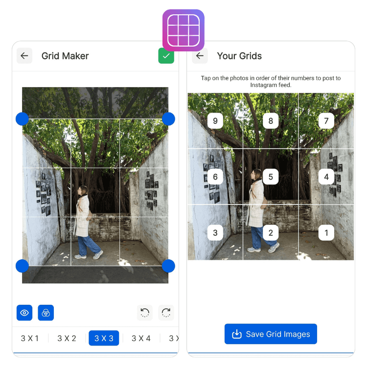 utilisez l'application Grid Maker pour planifier votre grille Instagram