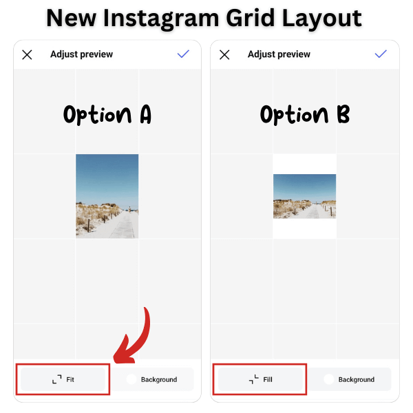 Modifiez manuellement la nouvelle disposition de la grille Instagram pour afficher vos images comme vous le souhaitez.