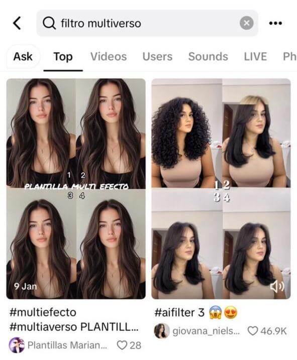 filtro multiverso cambiar look