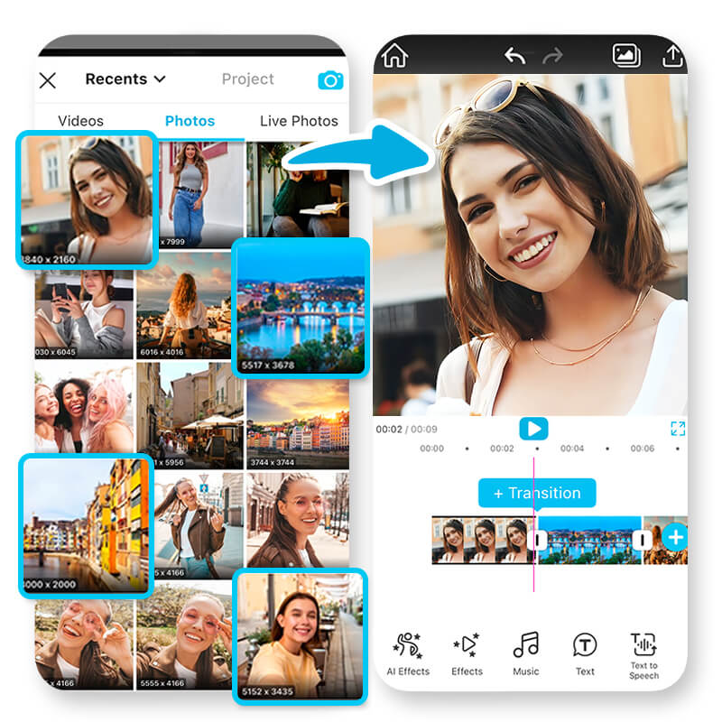 creador de videos con fotos, escoge fotos para poner en el video