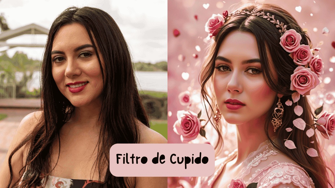 Antes y después de aplicar el filtro de cupido