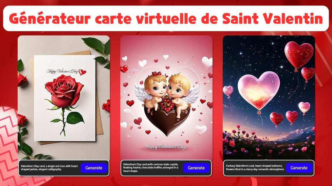 Générateur de cartes virtuelles de Saint Valentin originales