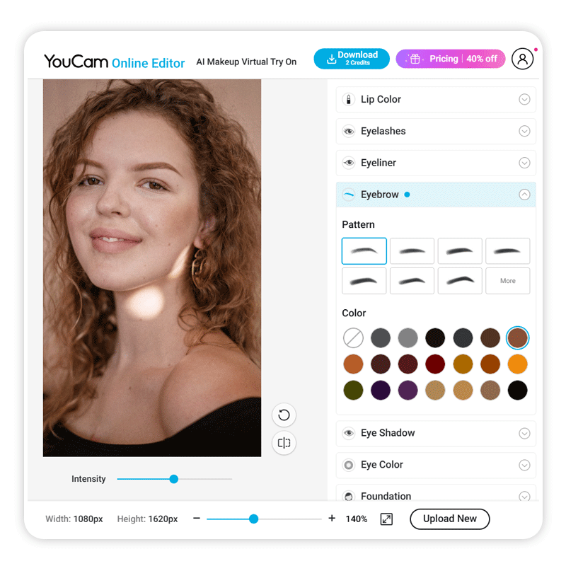 Experimente 20 filtros de cor de sobrancelha online gratuitamente