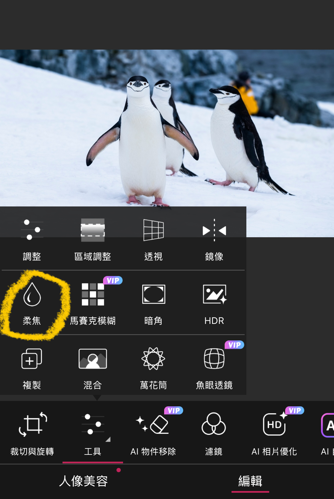 選擇柔焦功能