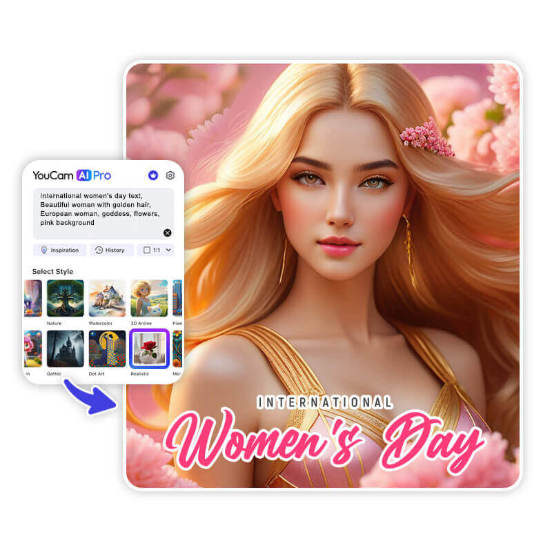 Comment créer des images pour la Journée des Femmes avec le générateur d'images IA gratuit : YouCam AI Pro