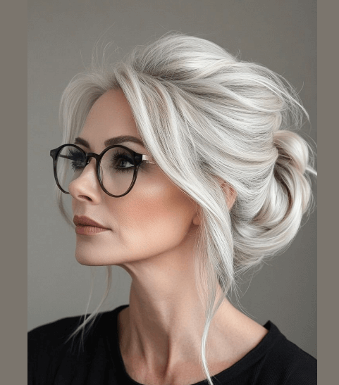 cortes de cabellos para mujeres de 50 con gafas