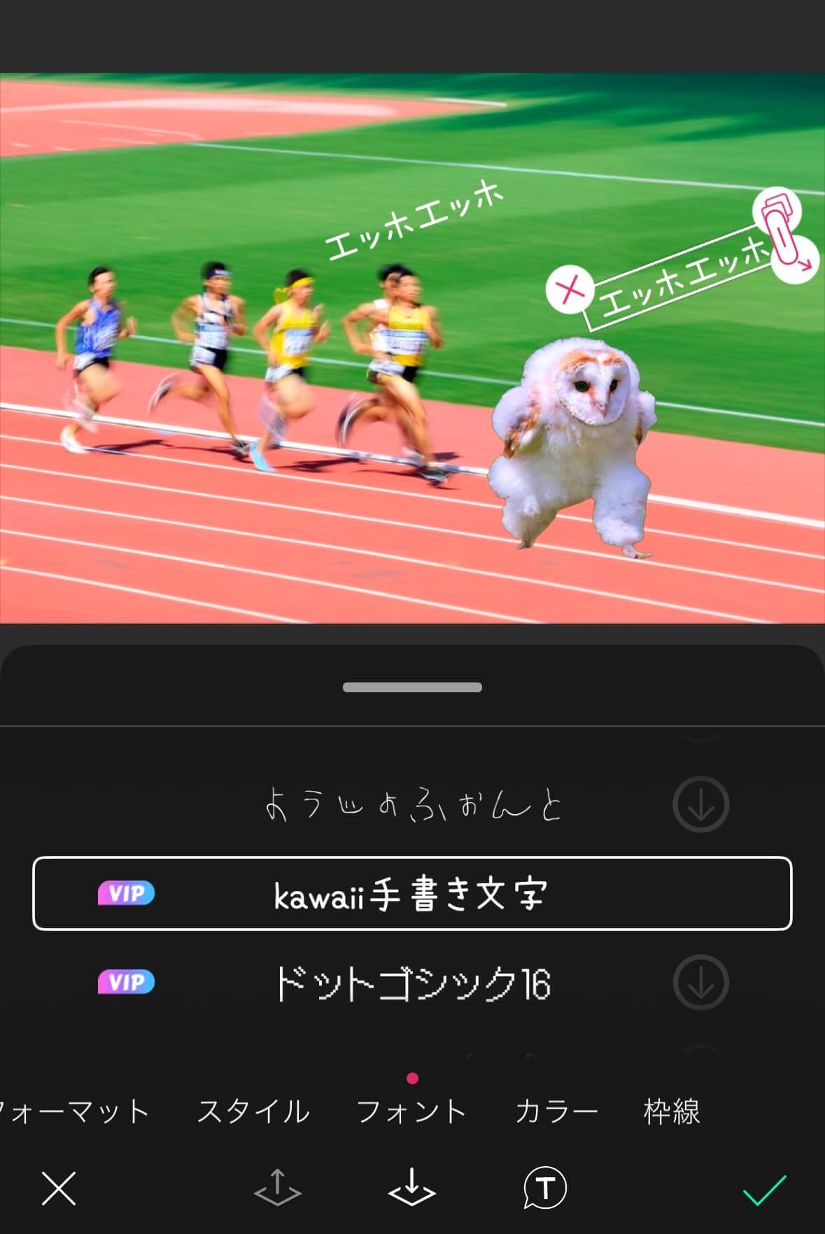 エッホエッホの文字を入れる