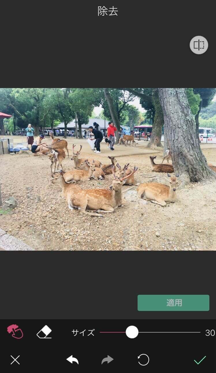 消しゴム加工したシカの写真