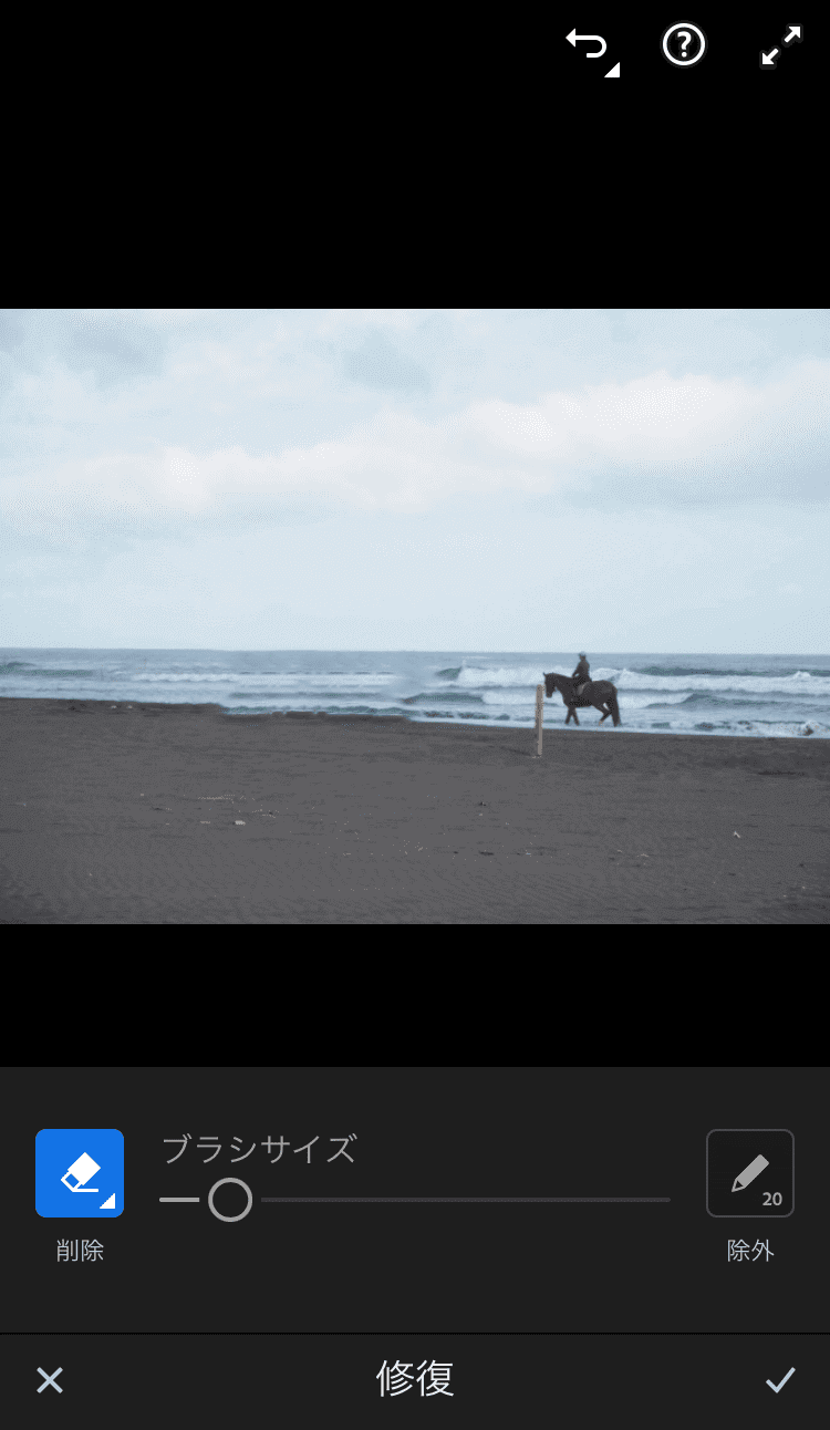 『Lightroom』アプリで不要なものを削除した様子