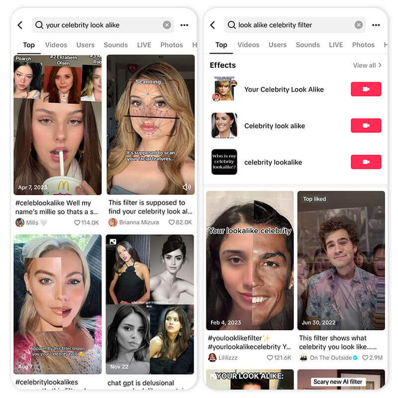 Essayez le filtre sosie de célébrité sur TikTok pour vous amuser avec vos amis.