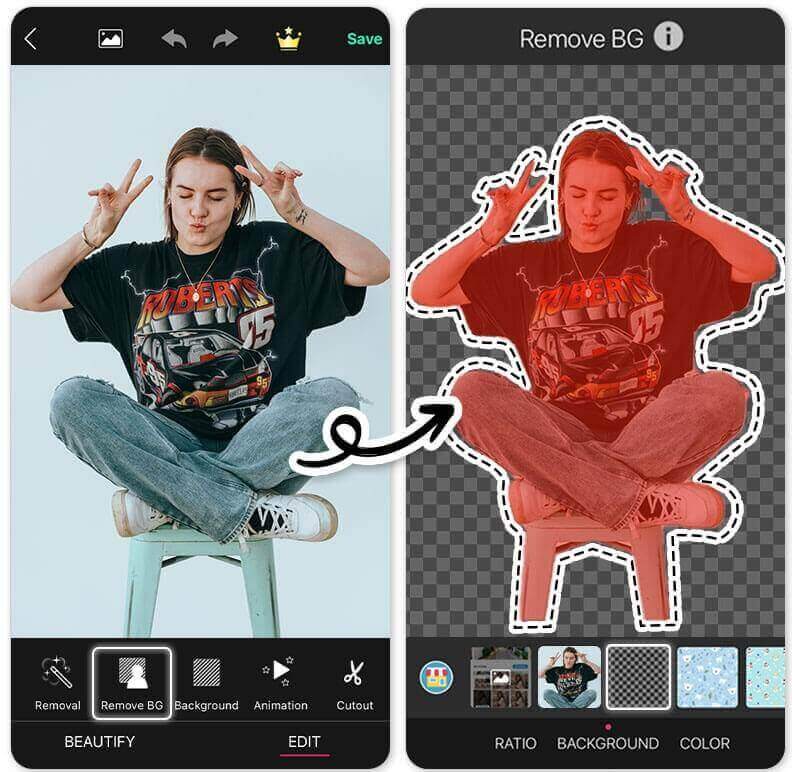 YouCam Perfect: suppression fond