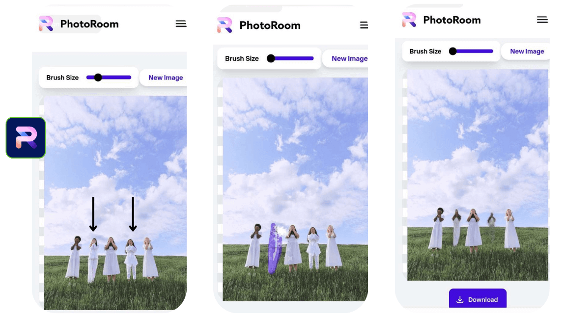 Supprimer quelqu'un d'une photo avec PhotoRoom