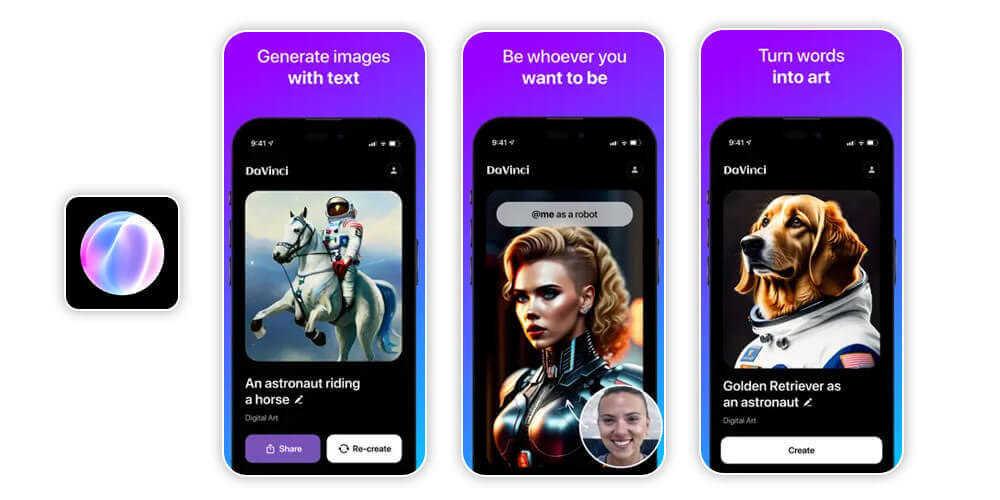 DaVinci, um gerador de imagens IA para criar arte a partir de texto.