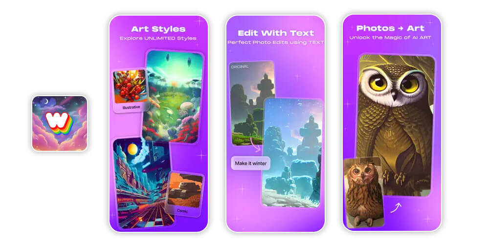 Interface do Wombo Dream, um dos geradores de imagem com IA.