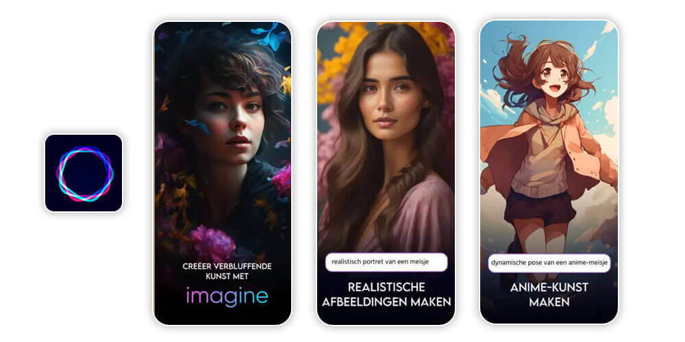 O aplicativo Imagine AI Art Generator.
