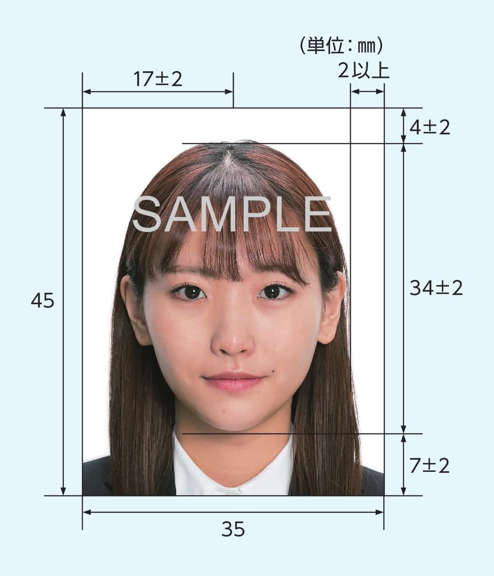 適当なパスポート写真の例