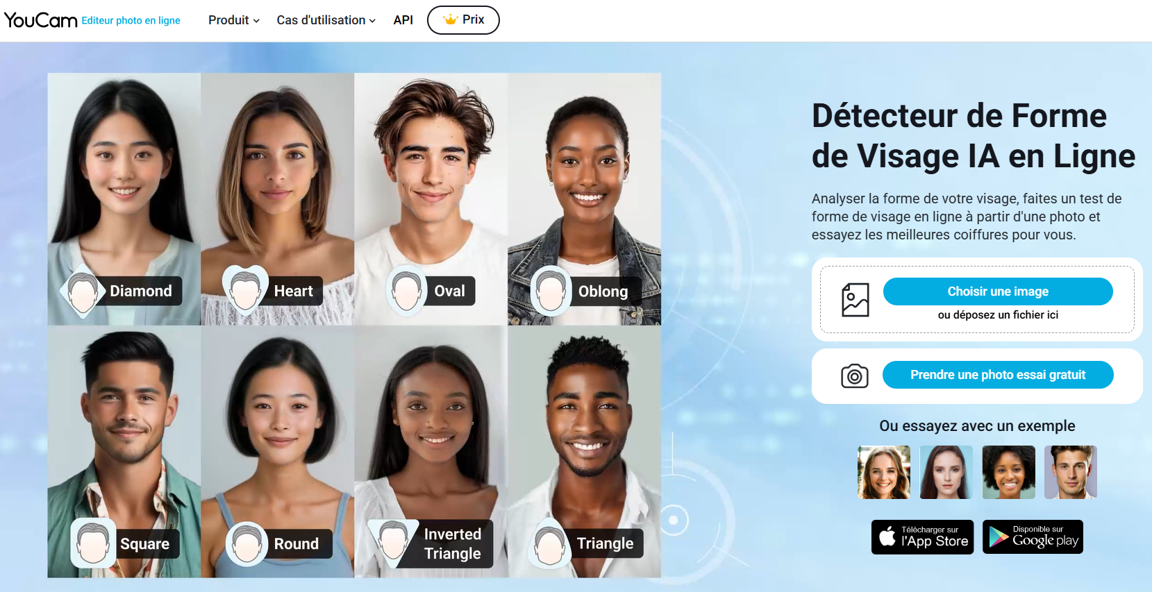 Detecteur de forme de visage pour ensuite essayer des coiffures en ligne