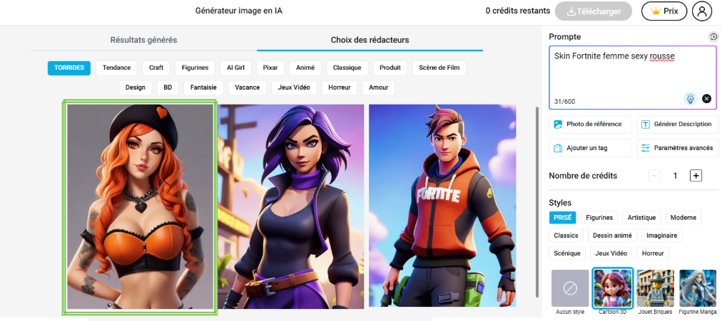 Générer des skin fortnite en ligne via IA