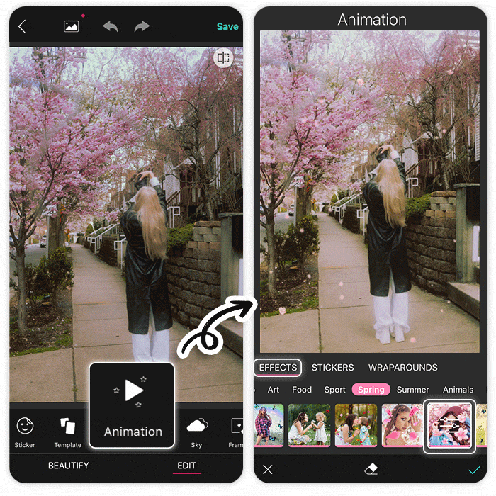 Frühlingsfilter für März-Dump Fotos in YouCam Perfect
