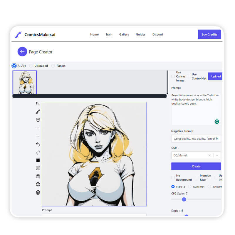 Criando quadrinhos com IA a partir de texto no ComicsMaker.ai.