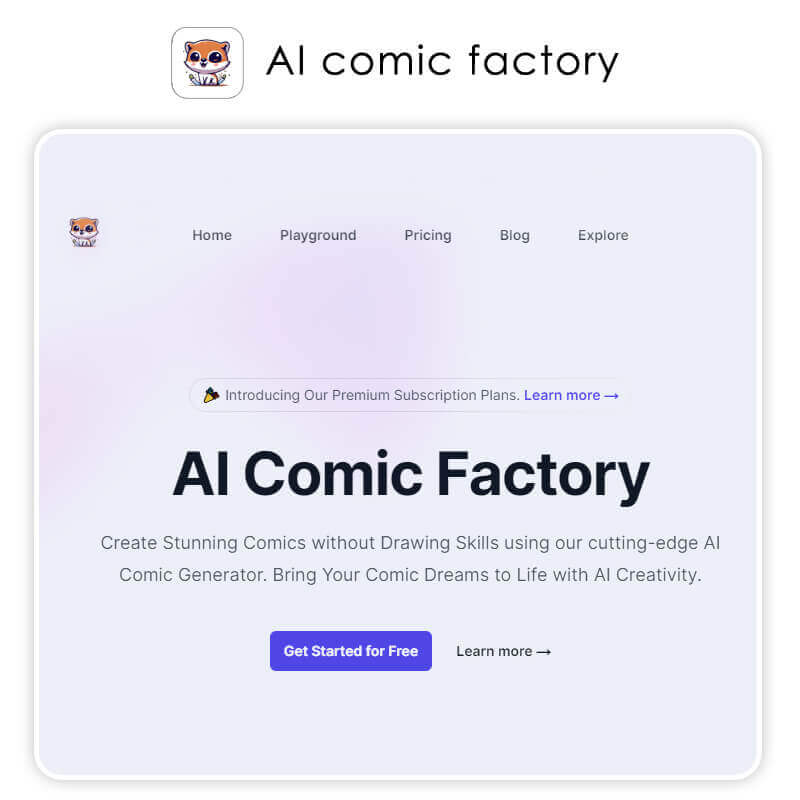 Interface do AI Comic Factory para criar tirinhas com IA.