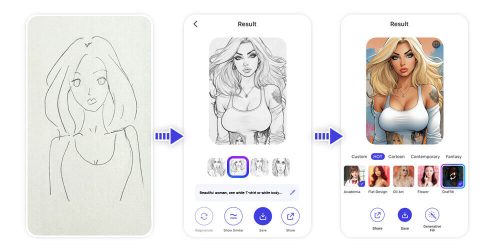 Criando uma personagem de HQ com IA a partir de uma foto no YouCam AI Pro.