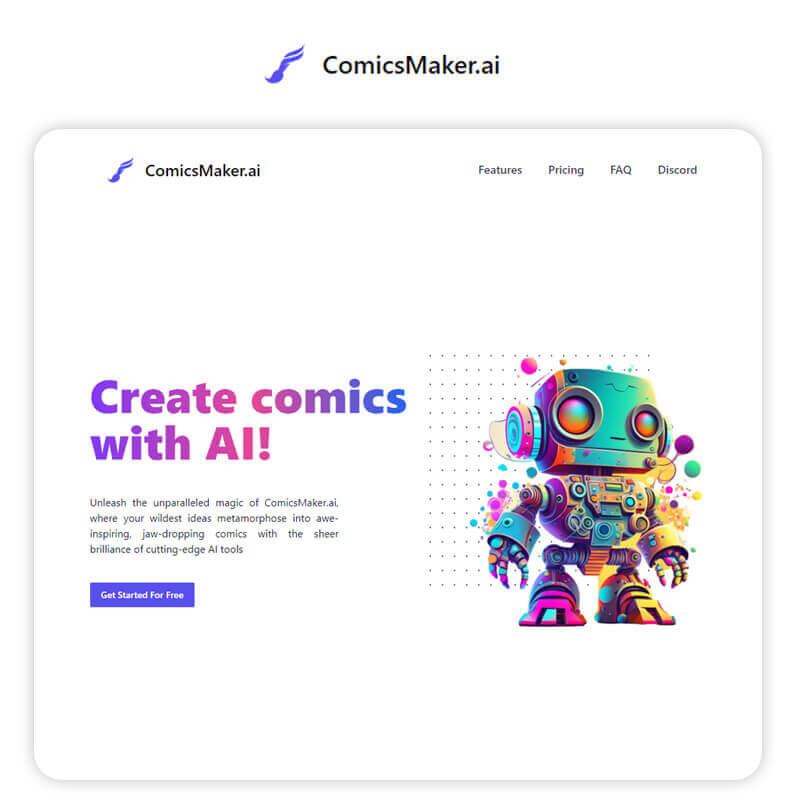 Interface do ComicsMaker.ai, site para criar hq com ia.