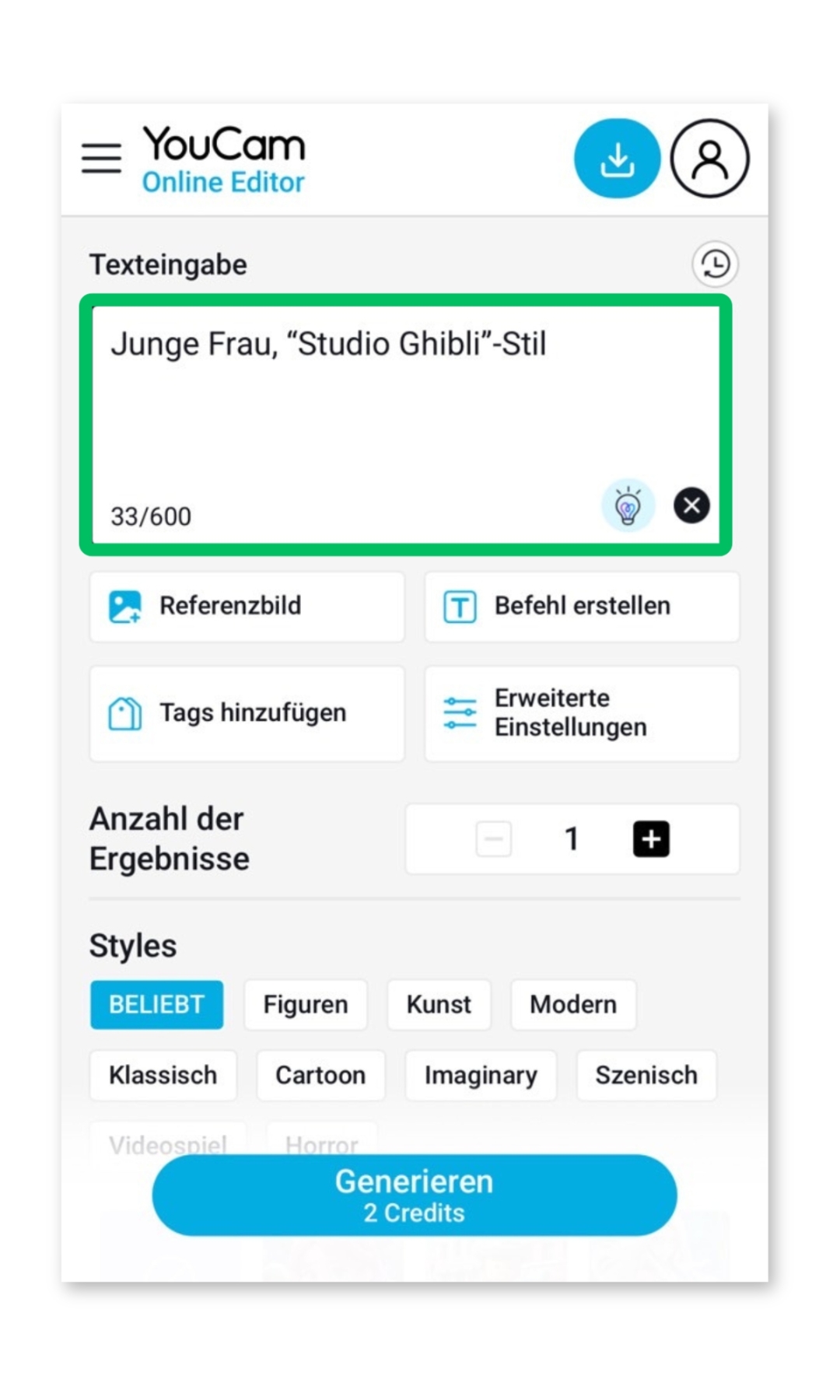 Prompt eingeben