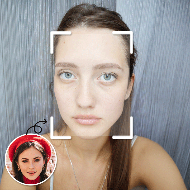 Avant et après remplacement de visage sur photo dans YouCam Perfect