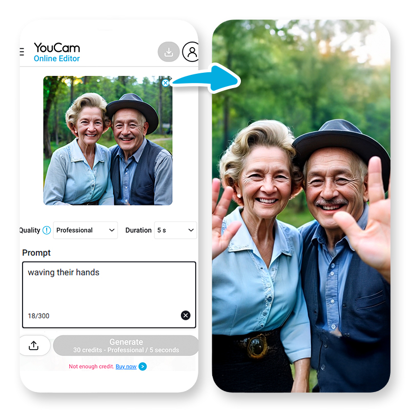 Step3: Choose a Template or Enter a Prompt to Animate the Old Photo