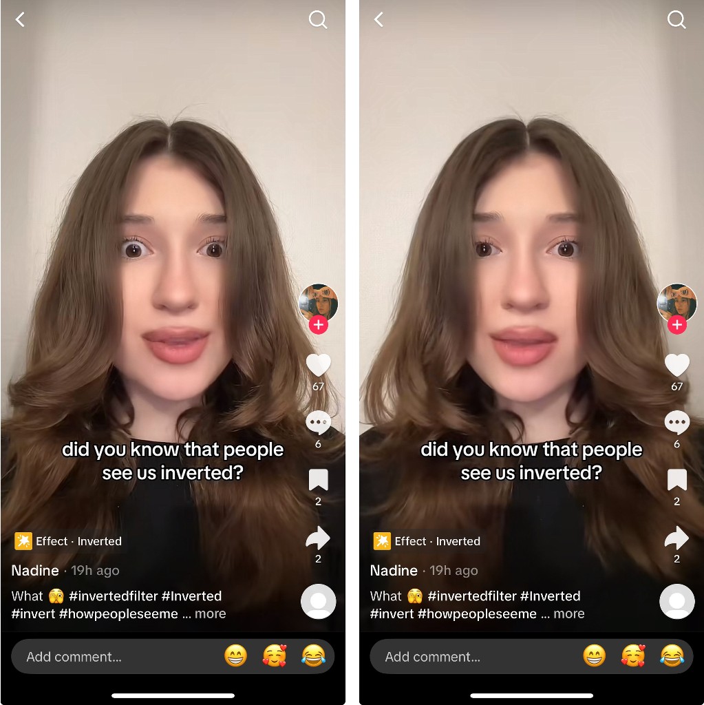 Screenshot vom Inverted Filter auf TikTok