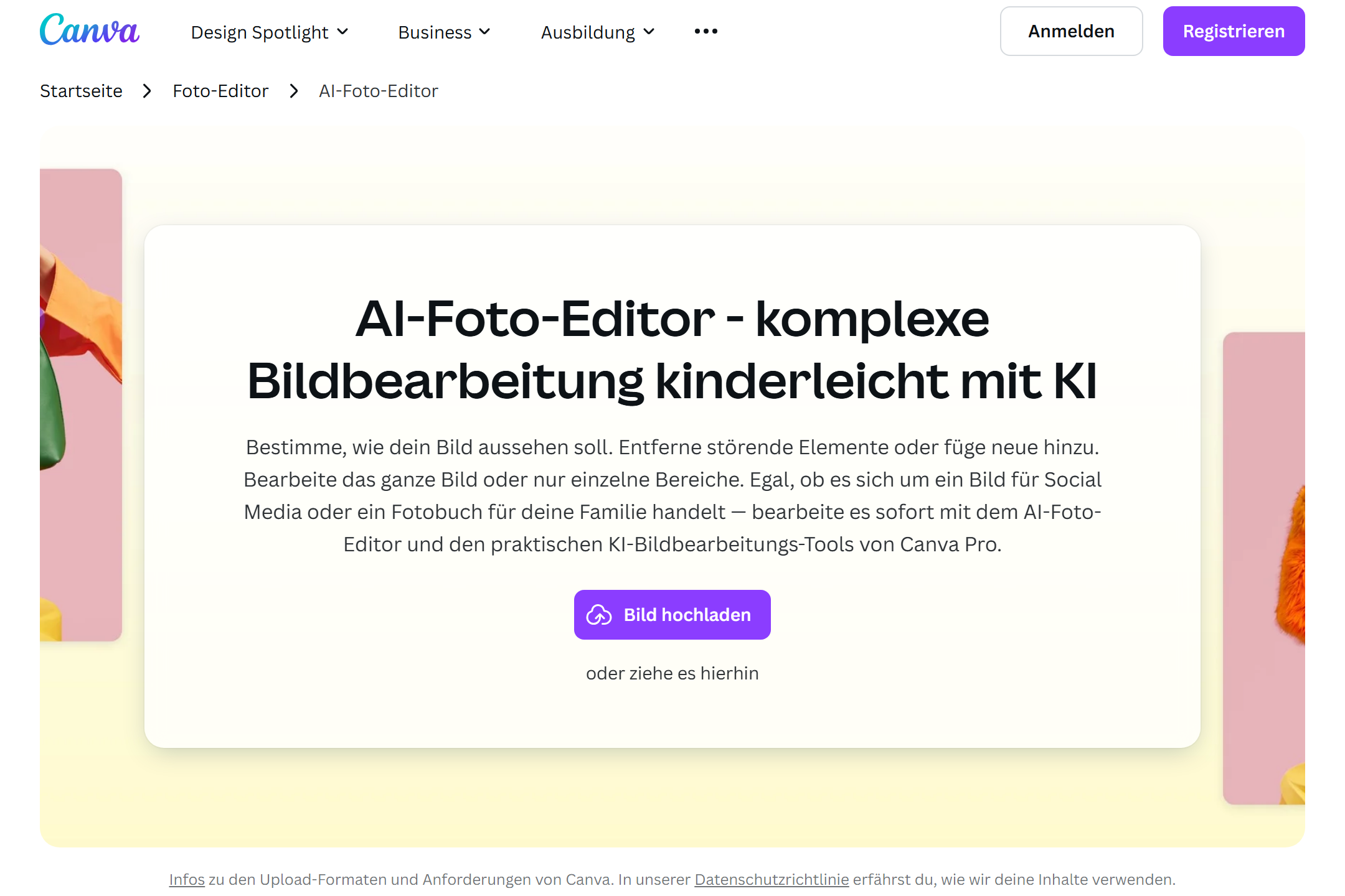 Screenshot von Canva