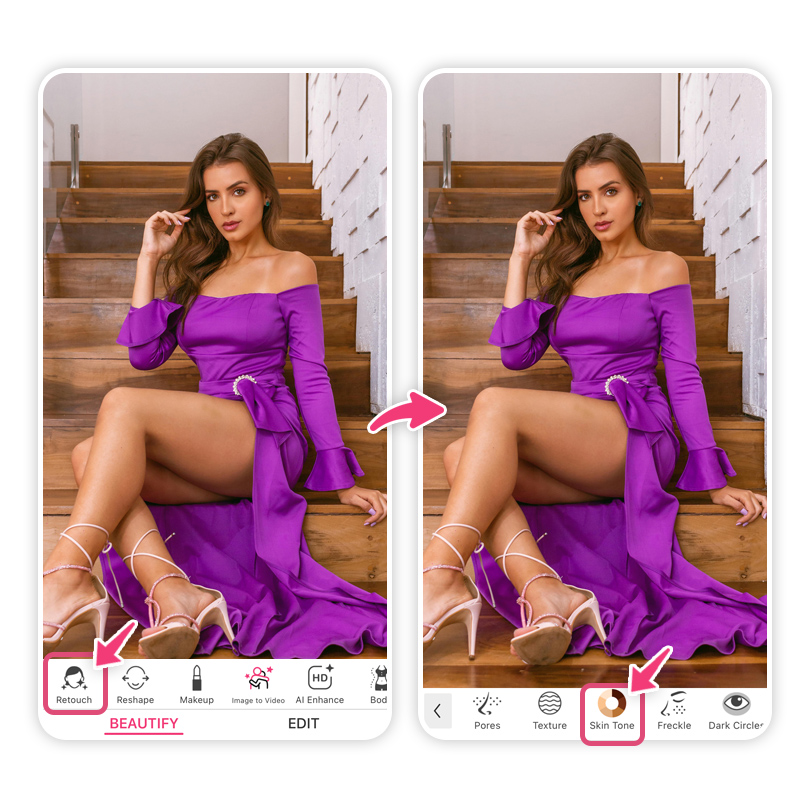 Try the pale filter in YouCam Makeup with the Skin Tone tool