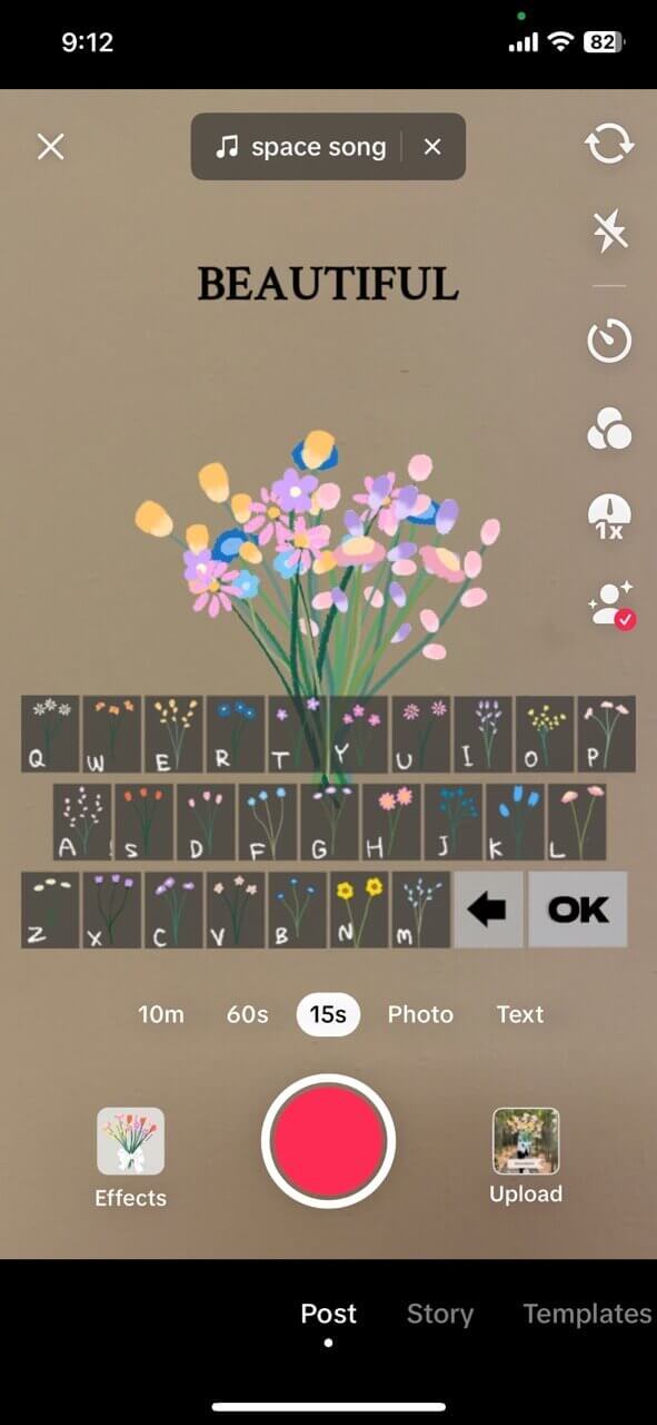 Interface do filtro Flower Language no TikTok