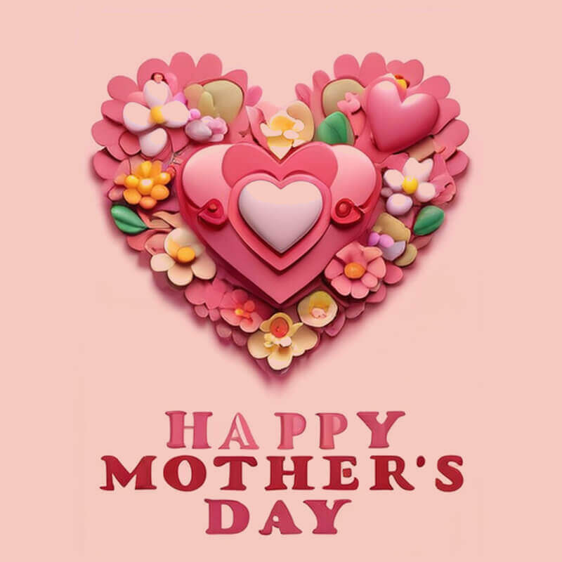 Imagem grátis com um grande coração escrito Feliz Dia das Mães