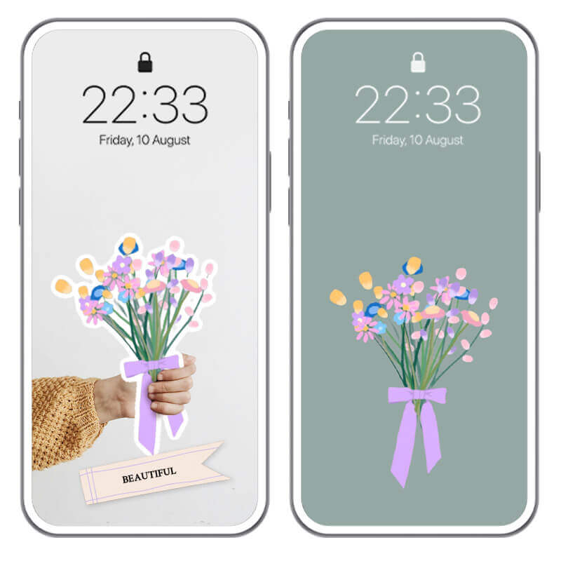 Exemplo de papel de parede criado com o buquê do filtro Flower Language